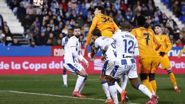 El remate de Gonzalo García que le ha dado la victoria al Real Madrid.