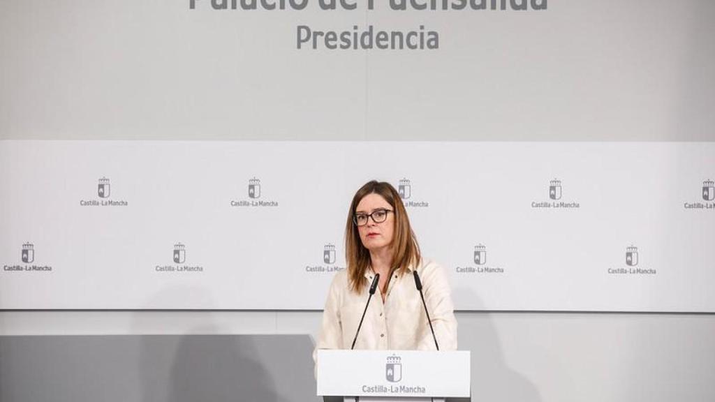 Esther Padilla, consejera portavoz, este miércoles en rueda de prensa.