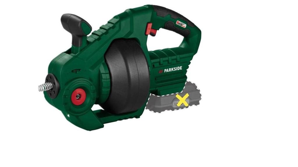 Desatascador de tuberías recargable de 20 V de Lidl.