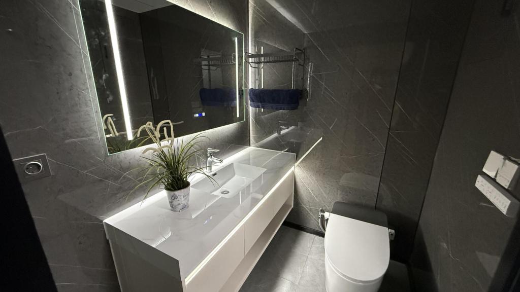 El baño del modelo K70 es, al igual que toda la cabina, inteligente y se puede controlar por voz.