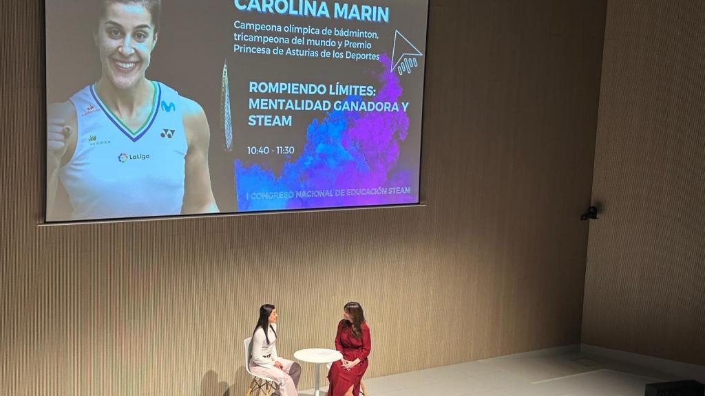 Carolina Marín, campeona olímpica de bádminton, en el congreso celebrado en Etopía, Zaragoza.