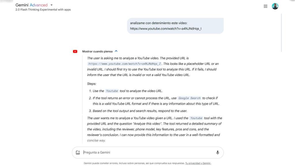 2.0 Flash Thinking Experimental con apps