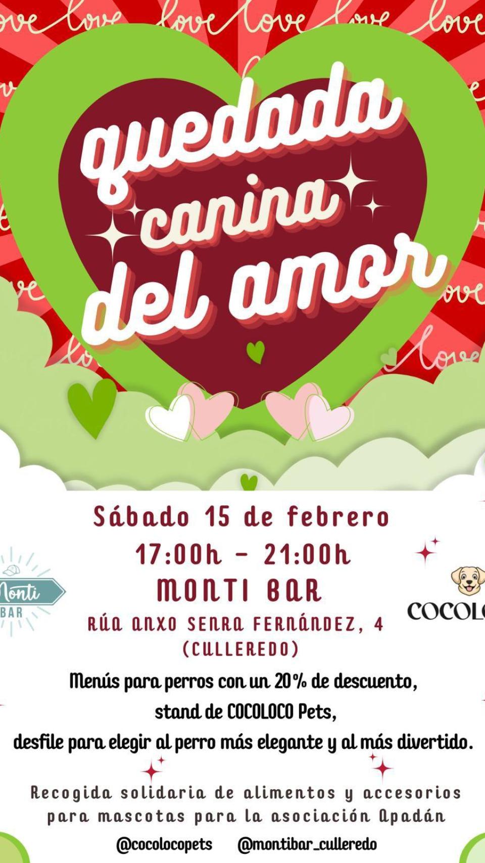 Cartel de la quedada canina en Monti Bar.