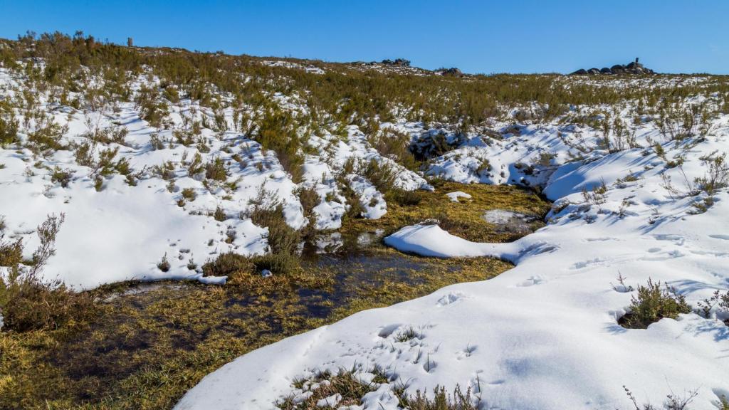 Paisaje invernal nevado en el parque natural Serra do Xurés (Ourense)