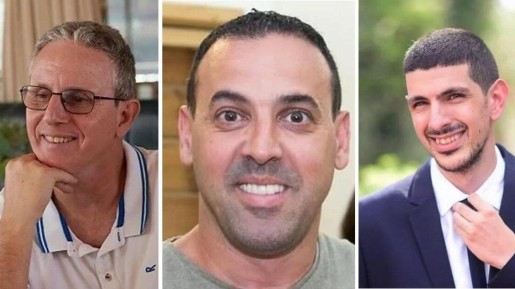 Los tres rehenes israelíes que serán liberados este sábado: Ohad Ben Ami, Eli Sharabi  y Or Levy.