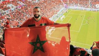 Nordin Workout apoyando a la selección de fútbol de Marruecos, en una imagen publicada en sus redes sociales.