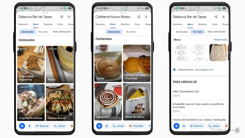 Platos destacados y menús