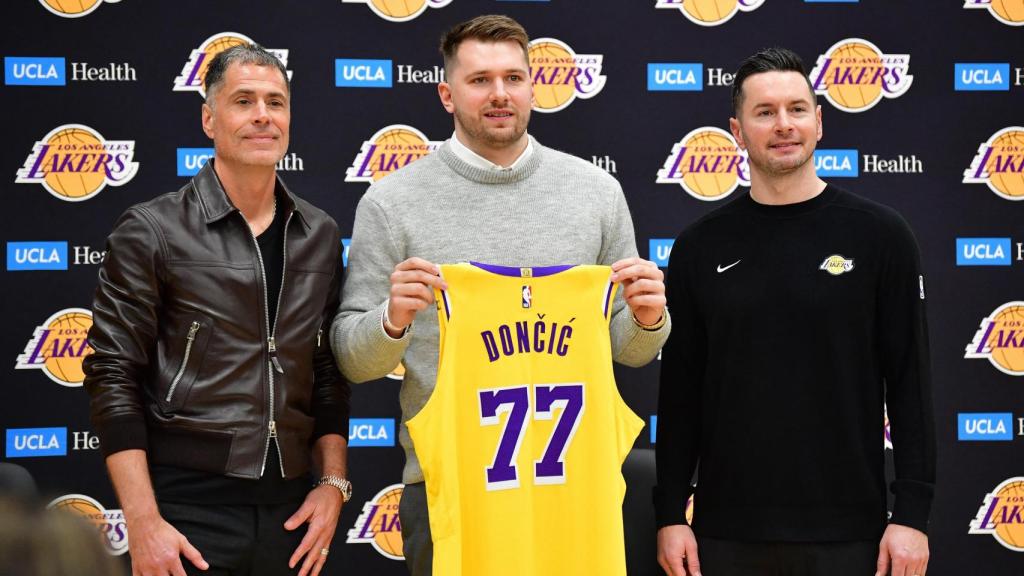 Luka Doncic, en su presentación con Los Angeles Lakers
