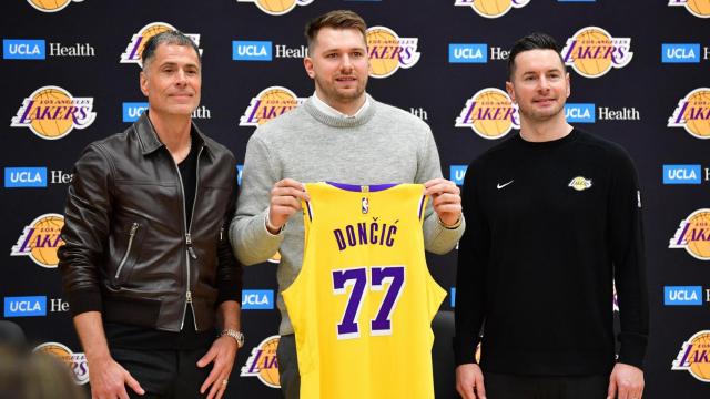 Luka Doncic, en su presentación con Los Angeles Lakers