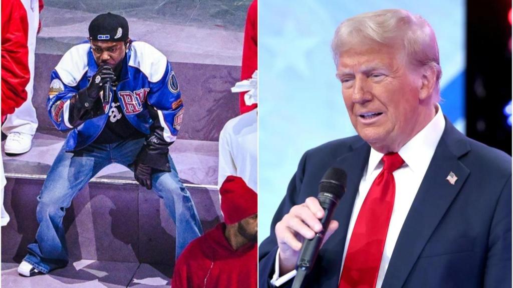 Kendrick Lamar actuando durante la Super Bowl.