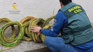 Imagen del cable de cobre recuperado por la Guardia Civil