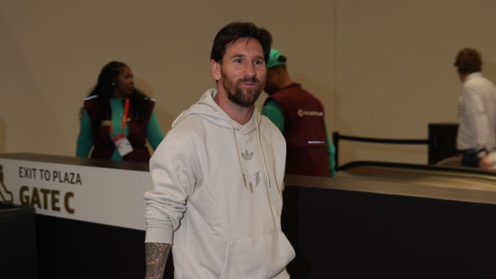 Leo Messi, en el Caesars Superdome de Nueva Orleans para ver el Super Bowl LIX