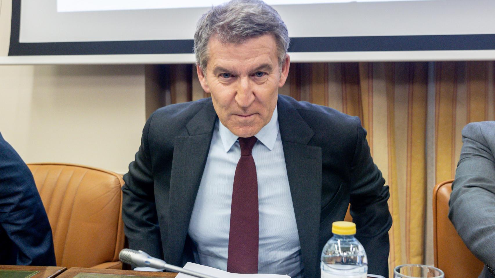 Alberto Núñez Feijóo, presidente del PP, inaugura la jornada 'Contra la Impunidad' en el Congreso.