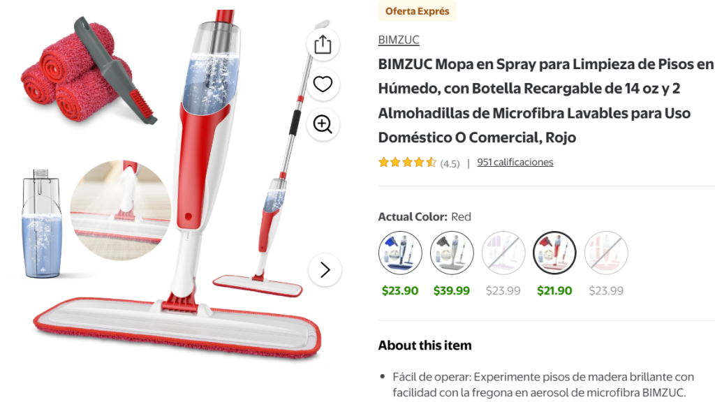 Mopa en spray para limpieza.