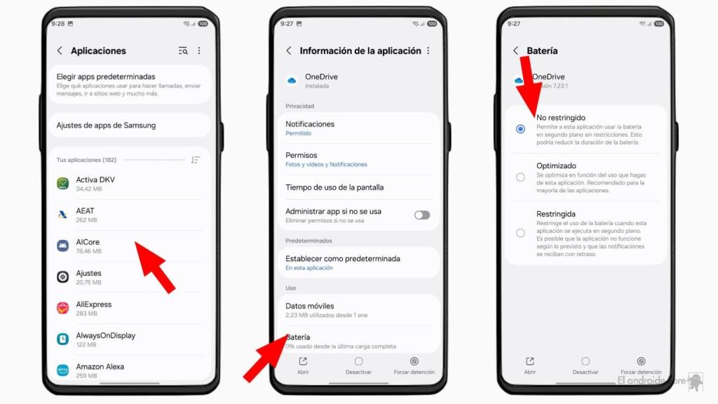 Gestión de batería de una app