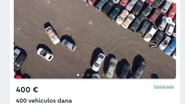 Captura del anuncio de Wallapop de la venta de 400 coches de la dana por 400 euros. EE