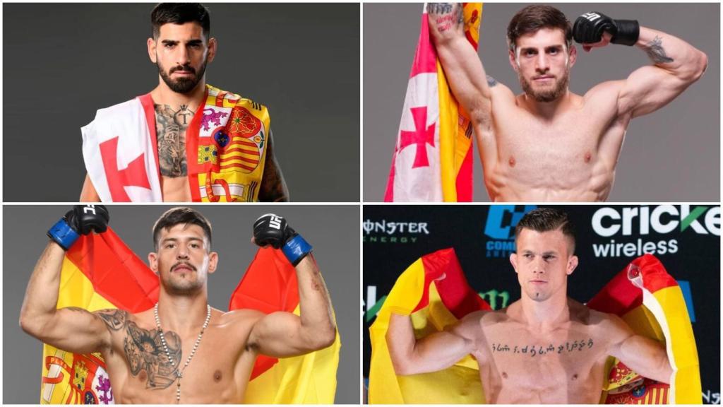 Ilia Topuria, Aleksandre Topuria, Joel Álvarez y Dani Bárez