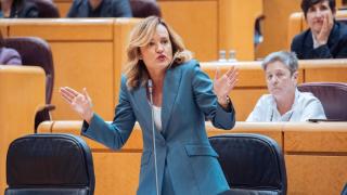 La ministra de Educación, Formación Profesional y Deportes y portavoz del Gobierno, Pilar Alegría, este martes en el Senado.