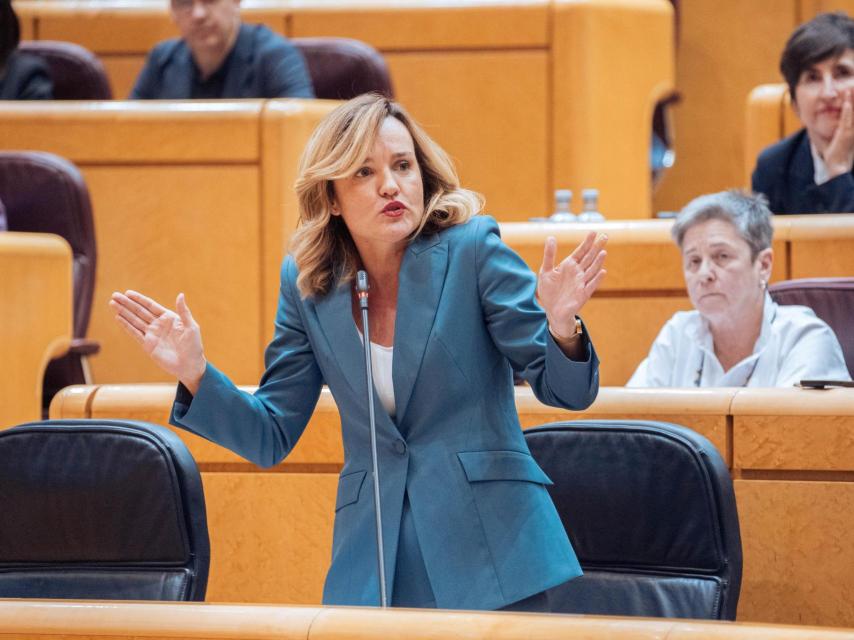 La ministra de Educación, Formación Profesional y Deportes y portavoz del Gobierno, Pilar Alegría, este martes en el Senado.