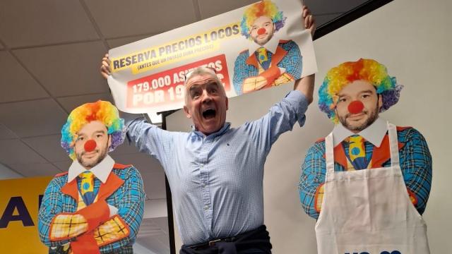 Michael O’Leary, CEO del grupo Ryanair, en una rueda de prensa celebrada en Madrid para denunciar la multa por el equipaje de mano interpuesta por Consumo.