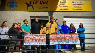 Veterinarios de Málaga las puertas de una clínica cerrada este martes.