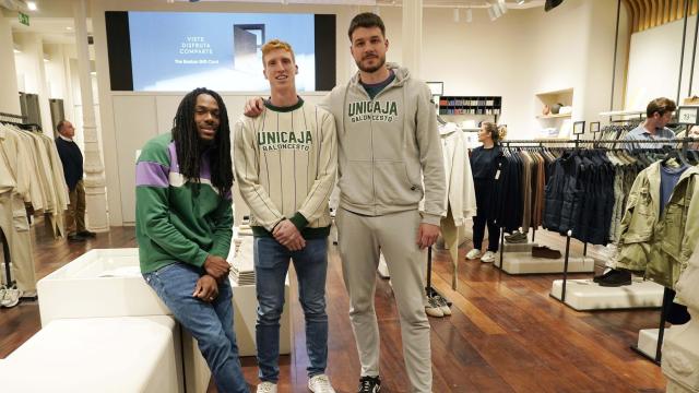 Kendrick Perry, Alberto Díaz y Jonathan Barreiro en el media day antes de la Copa del Rey