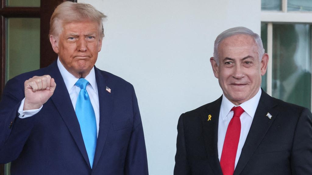 Donald Trump y el primer ministro israelí, Benjamín Netanyahu, en su reunión del pasado martes en Washington.