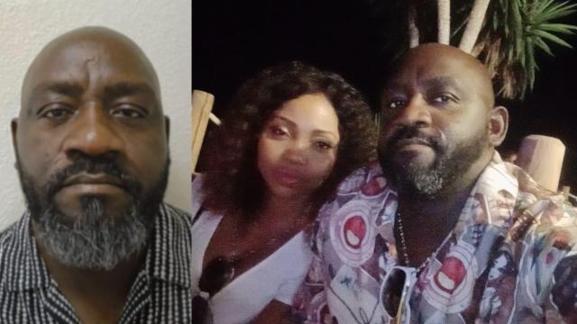 A la izquierda, una imagen de Jean Mirabeau, el camerunés desaparecido en Librilla; y a la derecha, él con su esposa, Isabella.