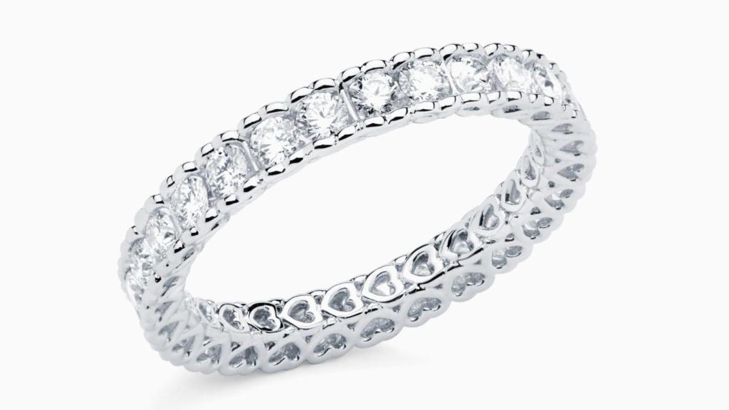 Alianza Amor Infinito de oro blanco con diamantes de Rabat.