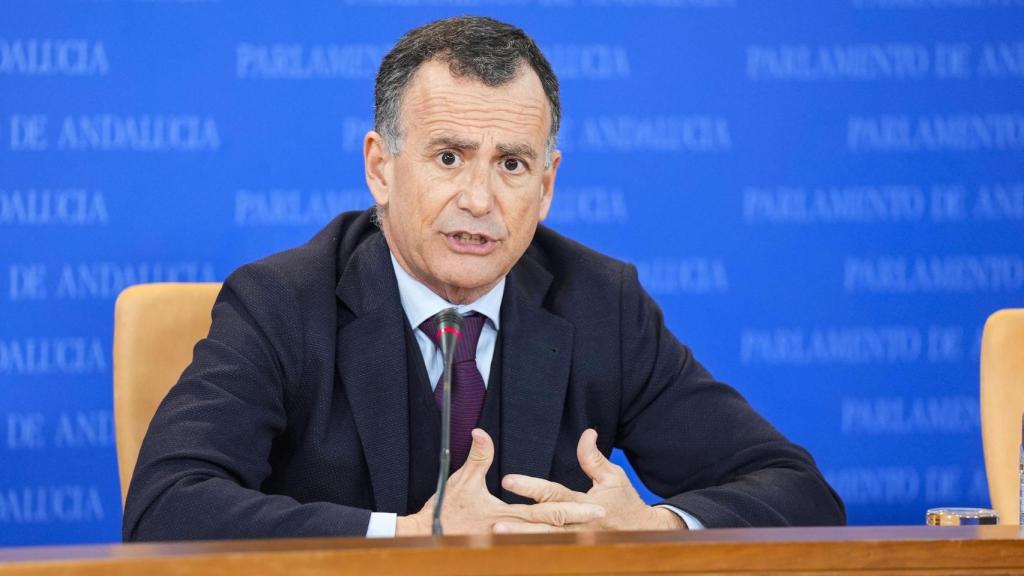 Pablo Venzal, del PP, este miércoles en el Parlamento andaluz.