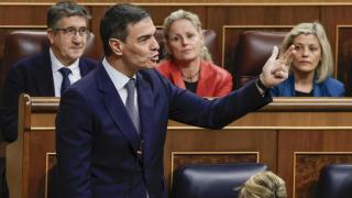 El presidente del Gobierno, Pedro Sánchez, este miércoles durante la sesión de control en el Congreso.