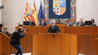 Azcón, este martes en el Parlamento autonómico.