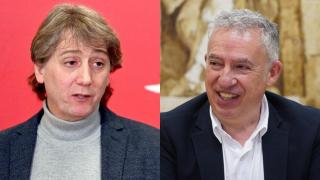 El secretario general del PSOE de Castilla y León, Carlos Martínez, y el portavoz de Soria ¡Ya! en las Cortes, Ángel Ceña, en un montaje de EL ESPAÑOL