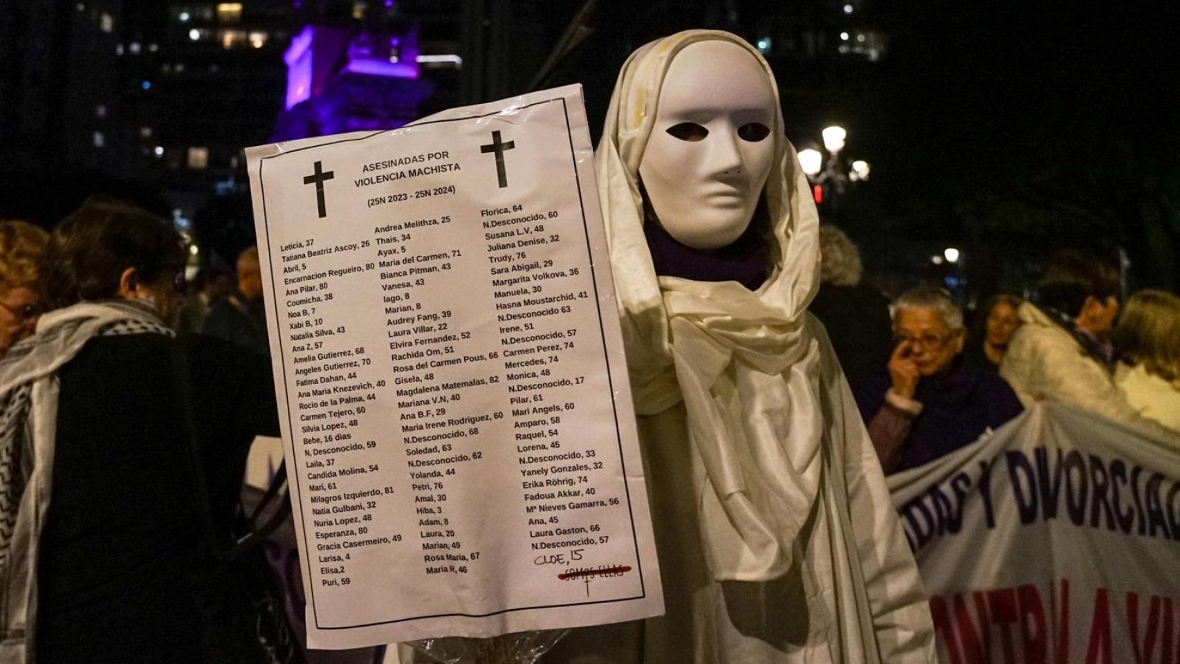 Imagen de archivo de una manifestante durante el 25N de 2024.