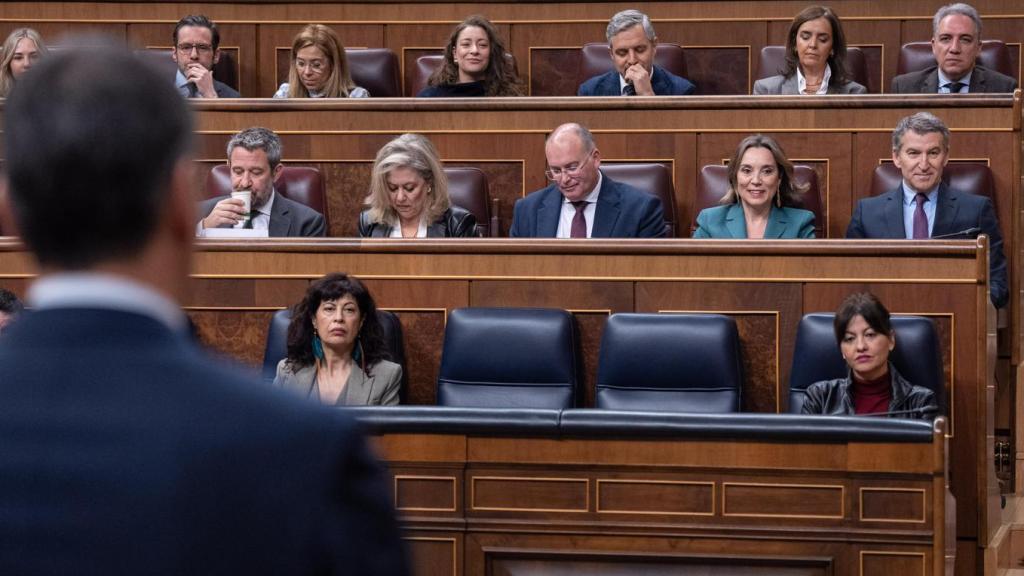 Alberto Núñez Feijóo y Pedro Sánchez, en una de las últimas sesiones de control del Congreso.