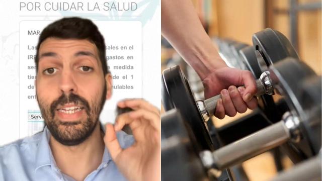 Imagen del vídeo de Fiscalidad para todos y una imagen de archivo de un gimnasio.