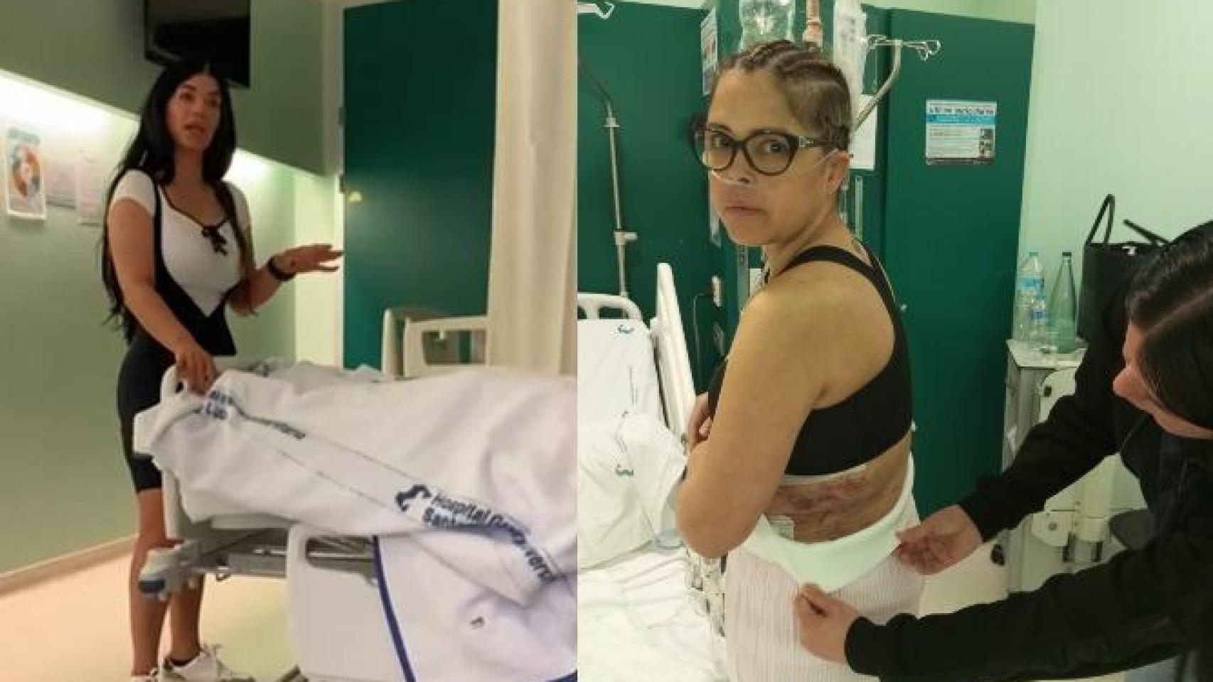 La doctora Kebeya, conocida como la 'Reina de la Cirugía', en una imagen del atestado de la Policía Nacional, junto a una foto de Yngrid Goitia mostrando las secuelas que sufrió de su cuádruple operación estética.