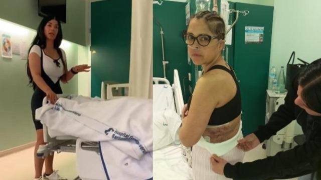 La doctora Kebeya, conocida como la 'Reina de la Cirugía', en una imagen del atestado de la Policía Nacional, junto a una foto de Yngrid Goitia mostrando las secuelas que sufrió de su cuádruple operación estética.