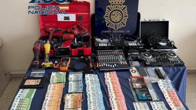 Objetos incautados por la Policía Nacional