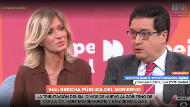 Óscar López en un momento de la entrevista en 'Espejo Público'.