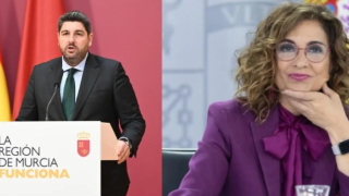 El presidente de la Región de Murcia, Fernando López Miras, y la ministra de Hacienda, María Jesús Montero.