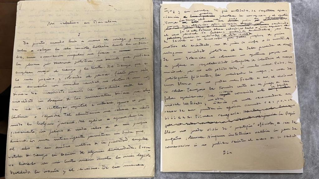 Primera y última página del manuscrito de Mi rebelión en Barcelona.