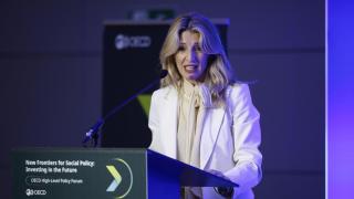 La vicepresidenta segunda y ministra de Trabajo, Yolanda Díaz, este jueves en París.