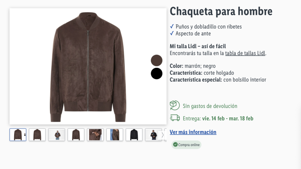 Chaqueta para hombre.