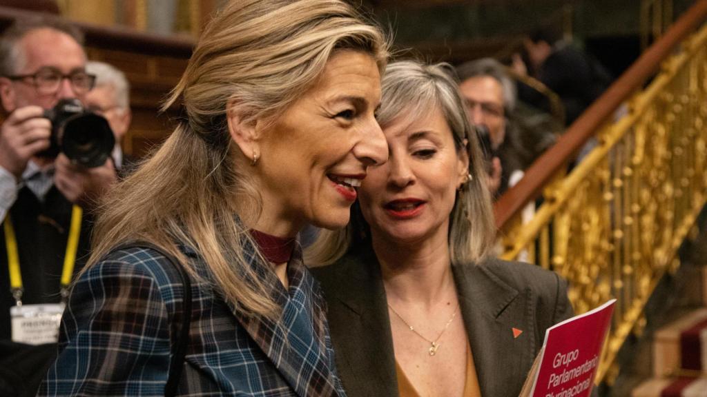 Yolanda Díaz y la portavoz en el Congreso de Sumar, Verónica Martínez, esta semana en la Cámara Baja.