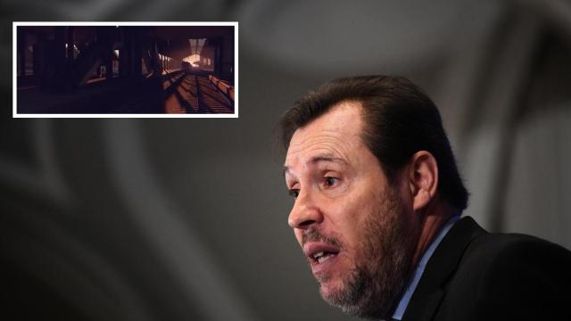 El ministro de Transportes y Movilidad Sostenible, Óscar Puente (Europa Press), y, en el recuadro, nuevos detalles de la estación de trenes de Valladolid