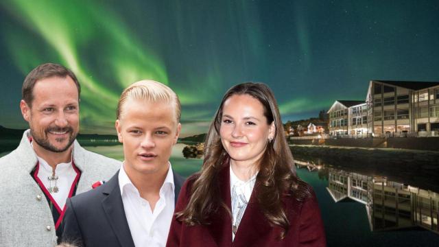 Haakon de Noruega, la princesa Ingrid y Marius Borg, en un montaje de El Español.