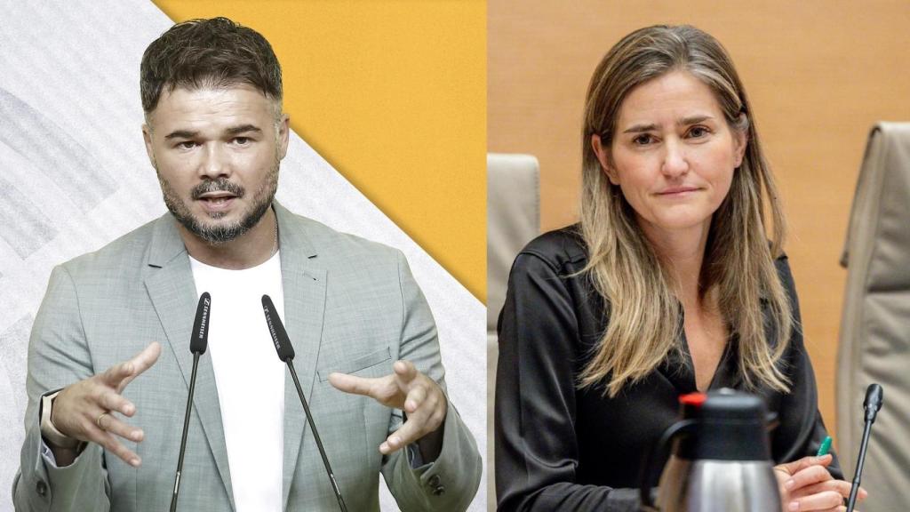 Gabriel Rufián, portavoz de Esquerra Republicana en el Congreso de los Diputados, y Sara Aagesen, vicepresidenta tercera y ministra para la Transición Ecológica.