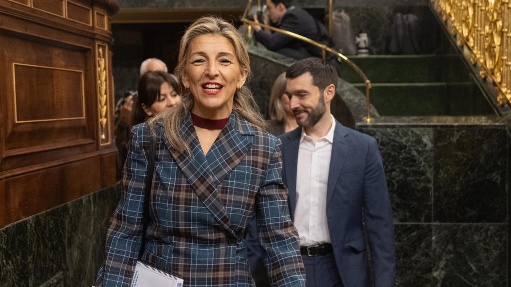 La vicepresidenta segunda y ministra de Trabajo, Yolanda Díaz, y el ministro de Servicios Sociales, Pablo Bustinduy.