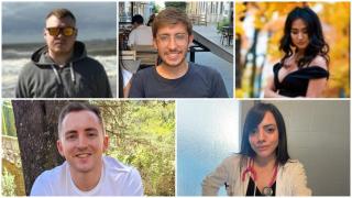 De arriba a abajo y de izquierda a derecha, Oleg Logunov, David Carrillo, Dolla Logunova, Francisco Reyes y María Pilar Carpy, el top 5 en el MIR de 2025.